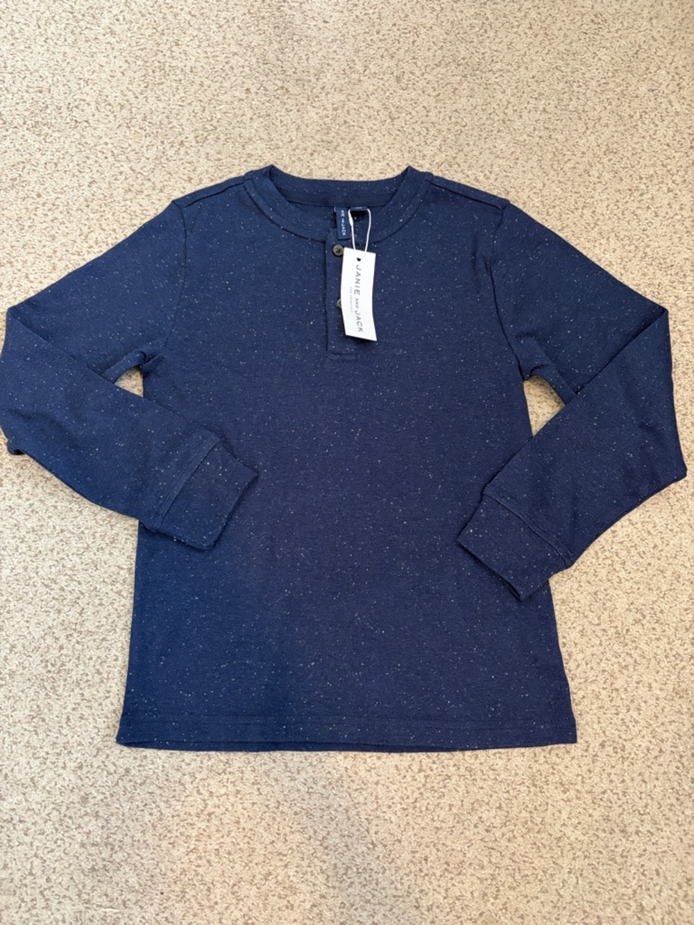 NWT Janie & Jack Navy Speckled Henley, 8